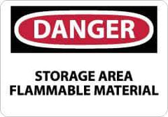 NMC - "Danger - Storage Area - Flammable Material", 10" Long x 14" Wide, Rigid Plastic Safety Sign - Rectangle, 0.05" Thick, Use for Hazardous Materials - Apex Tool & Supply