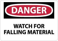 NMC - "Danger - Watch for Falling Material", 10" Long x 14" Wide, Rigid Plastic Safety Sign - Rectangle, 0.05" Thick, Use for Accident Prevention - Apex Tool & Supply