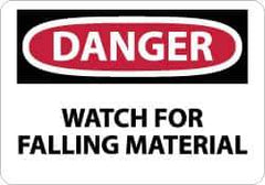 NMC - "Danger - Watch for Falling Material", 10" Long x 14" Wide, Rigid Plastic Safety Sign - Rectangle, 0.05" Thick, Use for Accident Prevention - Apex Tool & Supply