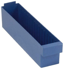 Quantum Storage - 17-5/8" Deep, Blue High-Impact Polystyrene Drawer Bin - 4-5/8" High x 3-3/4" Wide x 17-5/8" Long - Apex Tool & Supply