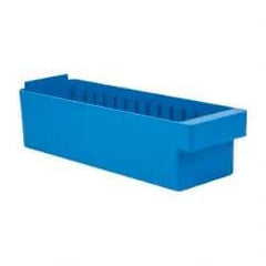 Quantum Storage - 17-5/8" Deep, Blue High-Impact Polystyrene Drawer Bin - 4-5/8" High x 5-9/16" Wide x 17-5/8" Long - Apex Tool & Supply