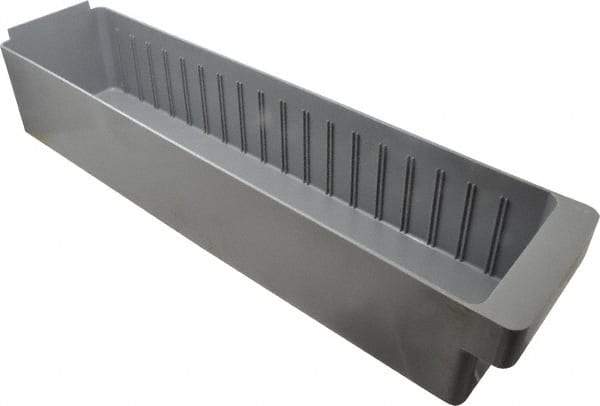 Quantum Storage - 23-7/8" Deep, Gray High-Impact Polystyrene Drawer Bin - 4-5/8" High x 5-9/16" Wide x 23-7/8" Long - Apex Tool & Supply