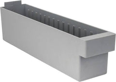 Quantum Storage - 17-5/8" Deep, Gray High-Impact Polystyrene Drawer Bin - 4-5/8" High x 3-3/4" Wide x 17-5/8" Long - Apex Tool & Supply