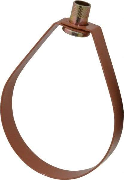 Empire - 4" Pipe, 5/8" Rod, Carbon Steel Emlok Swivel Ring Hanger - Copper Plated, 1,250 Lb Capacity - Apex Tool & Supply