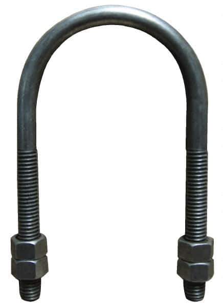 Empire - 3/4-10 UNC, 11-5/8" Long, Round U Bolt Clamp with No Mount Plate for 10" Pipe - 4" Thread Length, 8-3/8" Wide, Steel - Apex Tool & Supply