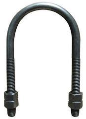 Empire - 1/2-13 UNC, 6-1/8" Long, Round U Bolt Clamp with No Mount Plate for 5" Pipe - 3" Thread Length, 5" Wide, Steel - Apex Tool & Supply