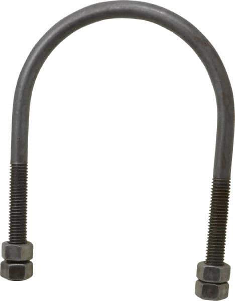 Empire - 1/2-13 UNC, 5-1/16" Long, Round U Bolt Clamp with No Mount Plate for 4" Pipe - 3" Thread Length, 4-1/2" Wide, Steel - Apex Tool & Supply