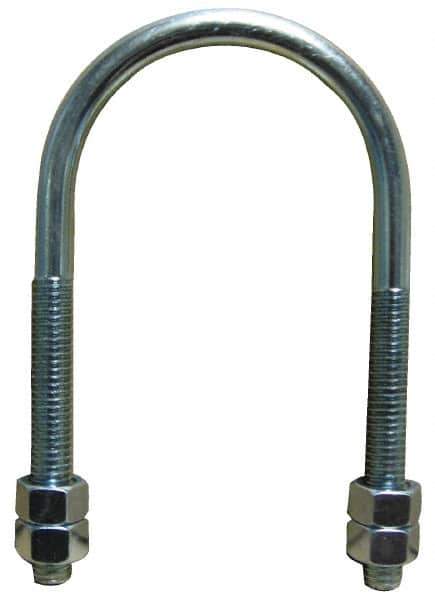 Empire - 3/4-10 UNC, 11-5/8" Long, Round U Bolt Clamp with No Mount Plate for 10" Pipe - 4" Thread Length, 8-3/8" Wide, Steel - Apex Tool & Supply