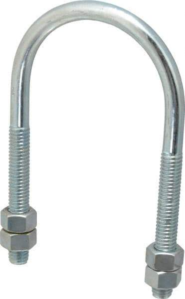 Empire - 3/8-16 UNC, 2-13/16" Long, Round U Bolt Clamp with No Mount Plate for 2" Pipe - 2-1/2" Thread Length, 3-1/4" Wide, Steel - Apex Tool & Supply
