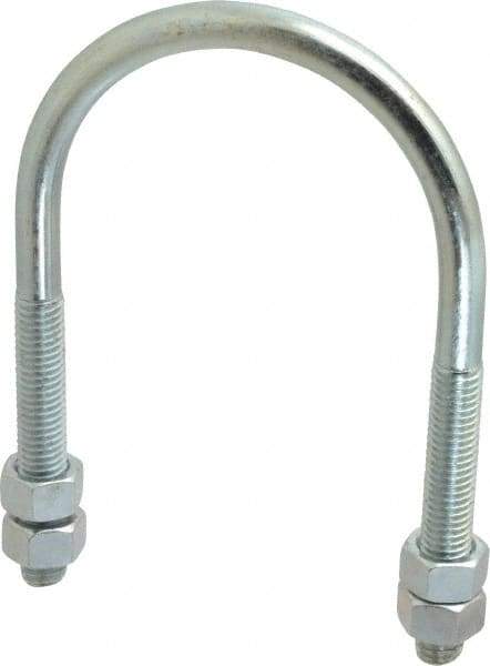 Empire - 1/2-13 UNC, 4-1/16" Long, Round U Bolt Clamp with No Mount Plate for 3" Pipe - 3" Thread Length, 4" Wide, Steel - Apex Tool & Supply