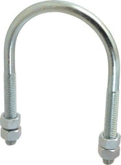 Empire - 1/2-13 UNC, 4-1/16" Long, Round U Bolt Clamp with No Mount Plate for 3" Pipe - 3" Thread Length, 4" Wide, Steel - Apex Tool & Supply