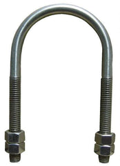Empire - 1/2-13 UNC, 6-1/8" Long, Round U Bolt Clamp with No Mount Plate for 5" Pipe - 3" Thread Length, 5" Wide, Grade 304 Stainless Steel - Apex Tool & Supply