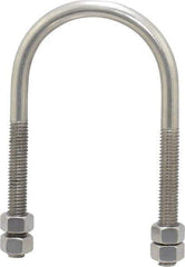 Empire - 3/8-16 UNC, 2-13/16" Long, Round U Bolt Clamp with No Mount Plate for 2" Pipe - 2-1/2" Thread Length, 3-1/4" Wide, Grade 304 Stainless Steel - Apex Tool & Supply