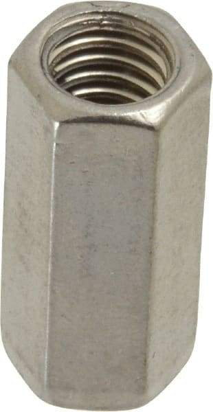 Empire - 3/8-16 Thread, 1-1/8" OAL Stainless Steel Standard Coupling Nut - Uncoated - Apex Tool & Supply