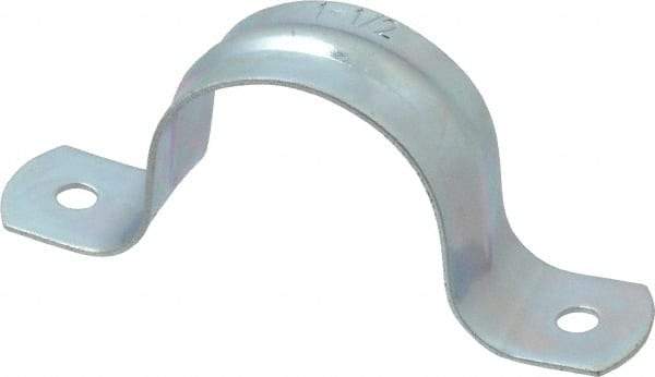 Empire - 1-1/2 Pipe, Carbon Steel, Galvanized Pipe, Conduit or Tube Strap - 2 Mounting Holes - Apex Tool & Supply