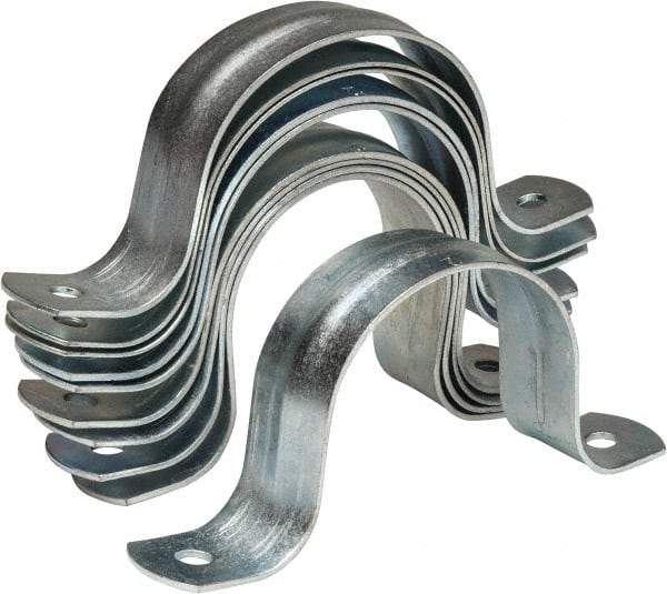 Empire - 2 Pipe, Carbon Steel, Galvanized Pipe, Conduit or Tube Strap - 2 Mounting Holes - Apex Tool & Supply