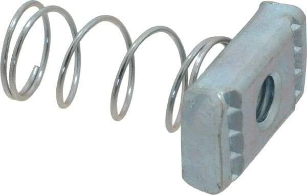 Empire - 3/8" Rod, Electro Galvanized Carbon Steel Spring Strut Nut - Used for Attaching Hanger Rod or Other Accessories to Strut - Apex Tool & Supply