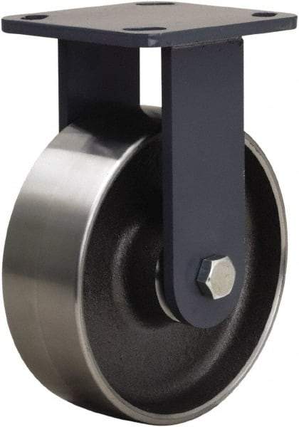Hamilton - 6" Diam x 2" Wide x 7-1/2" OAH Top Plate Mount Rigid Caster - Forged Steel, 2,000 Lb Capacity, Tapered Roller Bearing, 4 x 4-1/2" Plate - Apex Tool & Supply
