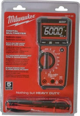 Milwaukee Tool - 2217-20, CAT III, 600 VAC/VDC, Digital True RMS Auto Ranging Multimeter - 40 mOhm, Measures Voltage, Capacitance, Current, Frequency, Resistance, Temperature - Apex Tool & Supply