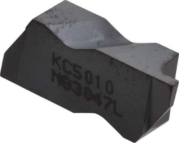 Kennametal - 3047NG Grade KC5010, 1.19mm Cutting Width Carbide Grooving Insert - 1.91mm Max Depth of Cut, Left Hand, 0.19mm Corner Radius, TiAlN Finish - Apex Tool & Supply