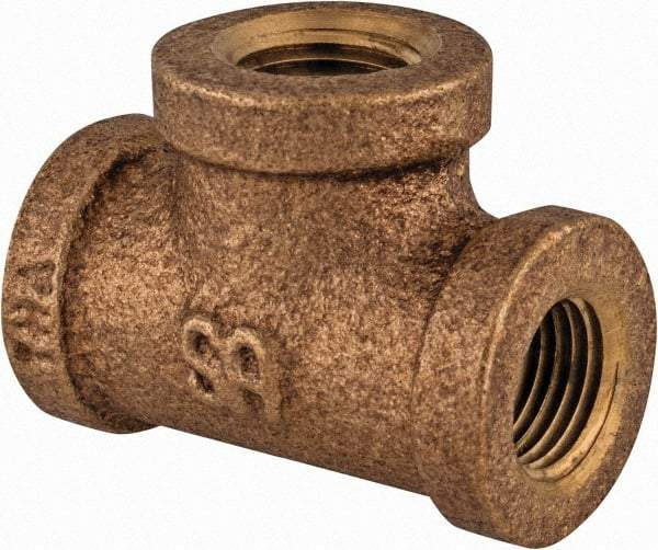 Merit Brass - Class 125, 1/2" Internal Pipe, Lead Free Brass Tee - FNPT x FNPT x FNPT - Apex Tool & Supply