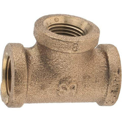 Merit Brass - Class 125, 3/8" Internal Pipe, Brass Tee - FNPT x FNPT x FNPT - Apex Tool & Supply
