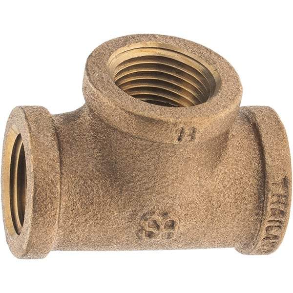 Merit Brass - Class 125, 1/2" Internal Pipe, Brass Tee - FNPT x FNPT x FNPT - Apex Tool & Supply