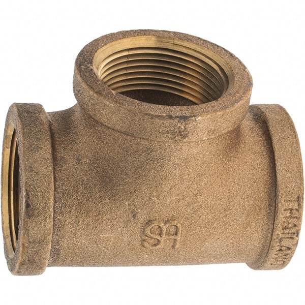Merit Brass - Class 125, 1-1/4" Internal Pipe, Brass Tee - FNPT x FNPT x FNPT - Apex Tool & Supply