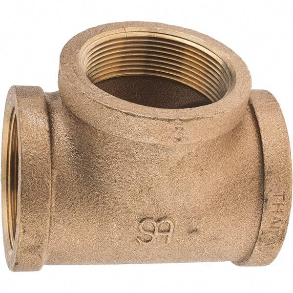 Merit Brass - Class 125, 2" Internal Pipe, Brass Tee - FNPT x FNPT x FNPT - Apex Tool & Supply