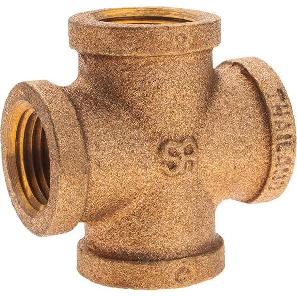 Merit Brass - Class 125, 1/2" Internal Pipe, Brass Cross - All FNPT - Apex Tool & Supply