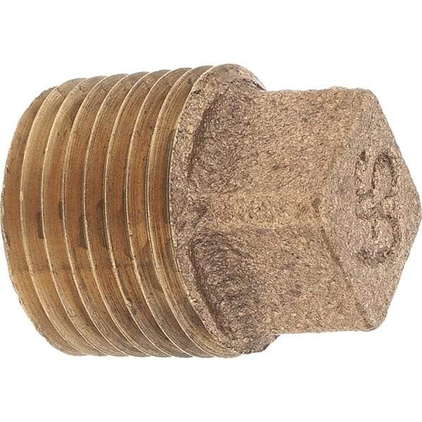 Merit Brass - Class 125, 3/8" Internal Pipe, Brass Square Head Plug - MNPT - Apex Tool & Supply