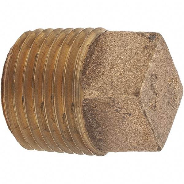 Merit Brass - Class 125, 1/2" Internal Pipe, Brass Square Head Plug - MNPT - Apex Tool & Supply