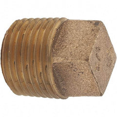 Merit Brass - Class 125, 1/2" Internal Pipe, Brass Square Head Plug - MNPT - Apex Tool & Supply