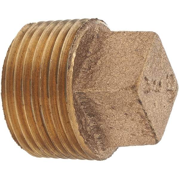 Merit Brass - Class 125, 3/4" Internal Pipe, Brass Square Head Plug - MNPT - Apex Tool & Supply