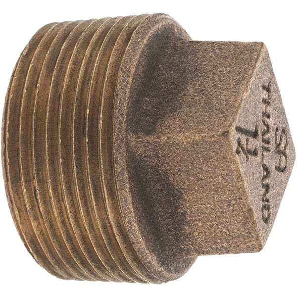 Merit Brass - Class 125, 1-1/4" Internal Pipe, Brass Square Head Plug - MNPT - Apex Tool & Supply