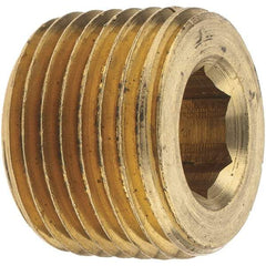 Merit Brass - Class 125, 1/2" Internal Pipe, Brass Countersunk Plug - MNPT - Apex Tool & Supply