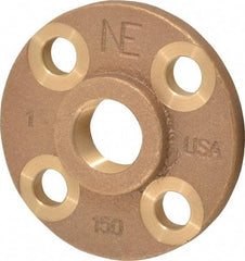 Merit Brass - 1" Pipe, 4-1/4" OD, 11/16" Hub Length, Brass & Chrome Plated, Companion Pipe Flange - 3-1/8" Across Bolt Hole Centers, 5/8" Bolt Hole, Class 125 - Apex Tool & Supply