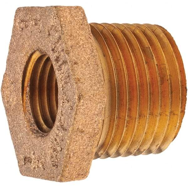 Merit Brass - Class 125, 1/2 x 1/4" Internal Pipe, Brass Hex Bushing - MNPT x FNPT - Apex Tool & Supply