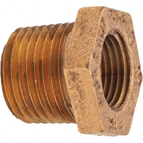 Merit Brass - Class 125, 1/2 x 3/8" Internal Pipe, Brass Hex Bushing - MNPT x FNPT - Apex Tool & Supply