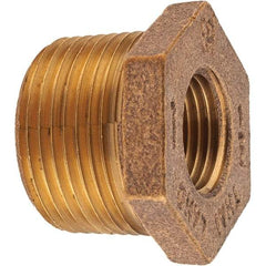 Merit Brass - Class 125, 1 x 1/2" Internal Pipe, Brass Hex Bushing - MNPT x FNPT - Apex Tool & Supply