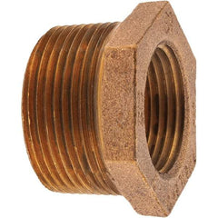 Merit Brass - Class 125, 1-1/4 x 1" Internal Pipe, Brass Hex Bushing - MNPT x FNPT - Apex Tool & Supply