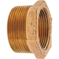 Merit Brass - Class 125, 1-1/2 x 1-1/4" Internal Pipe, Brass Hex Bushing - MNPT x FNPT - Apex Tool & Supply