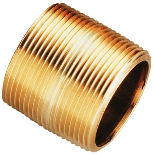 Merit Brass - 4" Long, 2" Pipe Threaded Brass Pipe Nipple - BSPT Thread, Red Brass - Apex Tool & Supply