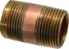 Merit Brass - 2" Long, 1" Pipe Threaded Brass Pipe Nipple - NPT Thread, Red Brass - Apex Tool & Supply