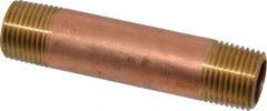 Merit Brass - 3-1/2" Long, 1/2" Pipe Threaded Brass Pipe Nipple - NPT Thread, Red Brass - Apex Tool & Supply