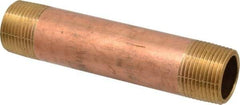Merit Brass - 4-1/2" Long, 3/4" Pipe Threaded Brass Pipe Nipple - NPT Thread, Red Brass - Apex Tool & Supply