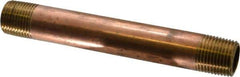 Merit Brass - 5-1/2" Long, 1/2" Pipe Threaded Brass Pipe Nipple - NPT Thread, Red Brass - Apex Tool & Supply