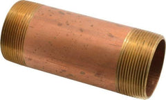 Merit Brass - 5-1/2" Long, 2" Pipe Threaded Brass Pipe Nipple - NPT Thread, Red Brass - Apex Tool & Supply