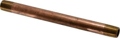 Merit Brass - 6" Long, 1/4" Pipe Threaded Brass Pipe Nipple - NPT Thread, Red Brass - Apex Tool & Supply
