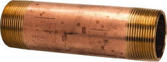 Merit Brass - 6" Long, 1-1/2" Pipe Threaded Brass Pipe Nipple - NPT Thread, Red Brass - Apex Tool & Supply